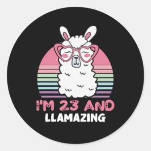 23 Year Old Bday Llamazing 23rd Birthday Llama Classic Round Sticker
