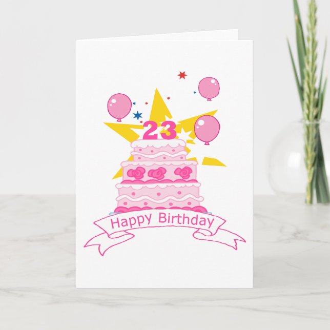 23 Year Old Birthday Cake Card (Front)
