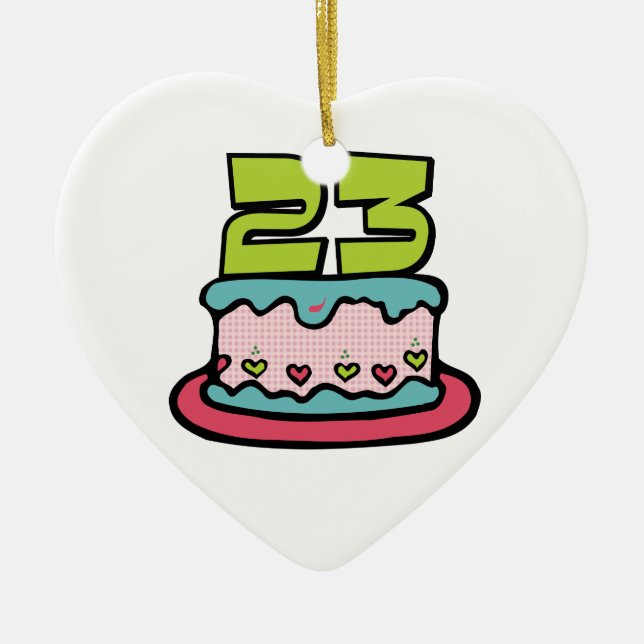 23 Year Old Birthday Cake Ceramic Ornament (Front)