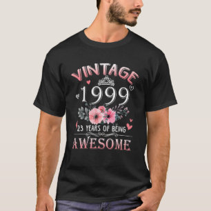 23 Year Old Made In Vintage 1999 23Rd Birthday Gif T-Shirt