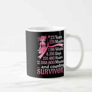 23 Years 276 Months And Counting Breast Cancer Sur Coffee Mug