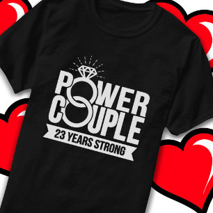 23 Years Strong Power Couple Cute 23rd Anniversary T-Shirt