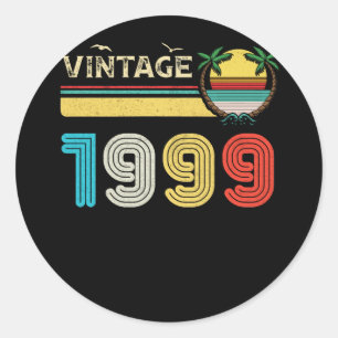 23 Yrs Old Vintage 1999 Retro 23rd Birthday Classic Round Sticker
