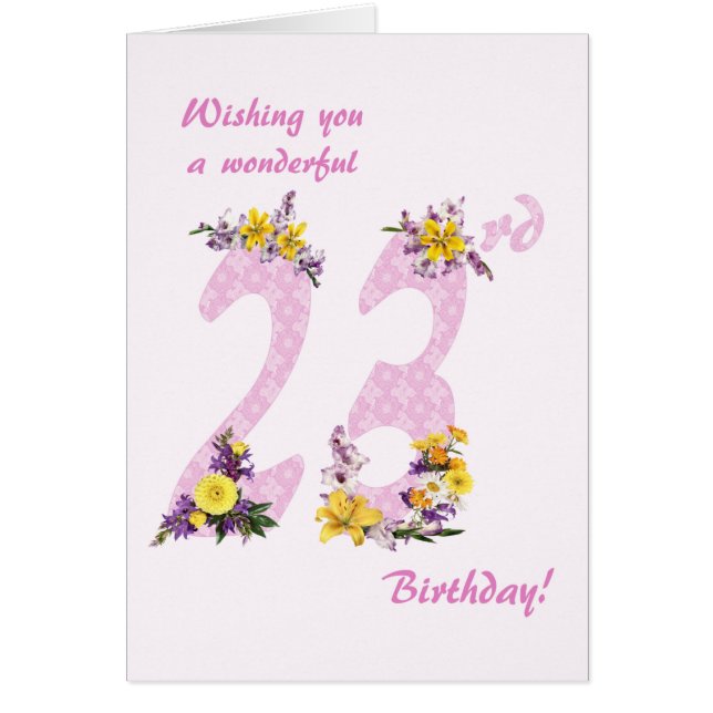 23e anniversaire Fleur numéros décorés (Devant)