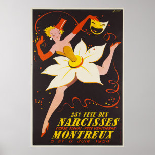 23e Fête des Narcisses,Montreux, Vintage Ad Poste Poster