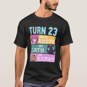 23Rd Anime Birthday Pyjamas I Pet Cats T-Shirt