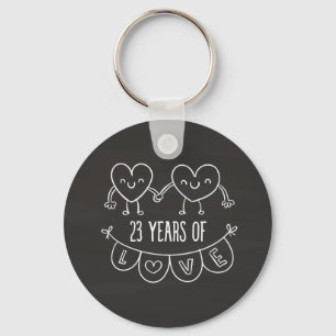 23rd Anniversary Gift Chalk Hearts Keychain