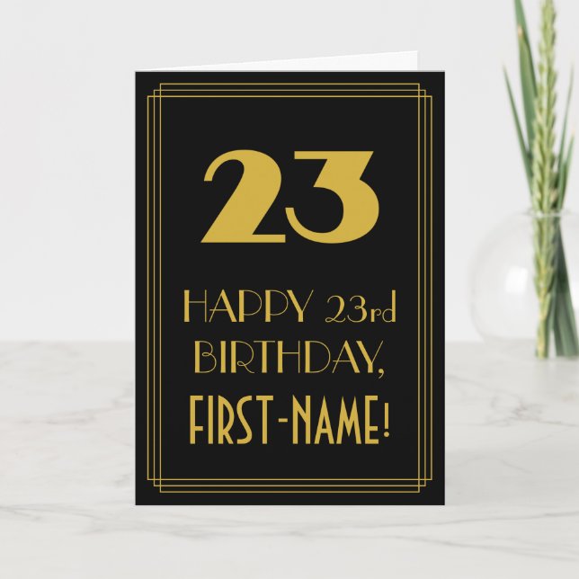 23rd Birthday – Art Deco Inspired Look "23" & Name Card (Front)