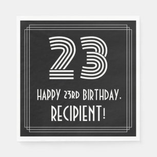 23rd Birthday: Art Deco Inspired Look "23" + Name Napkin