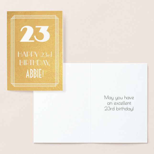 23rd Birthday ~ Art Deco Style "23" & Custom Name Foil Card (Display)