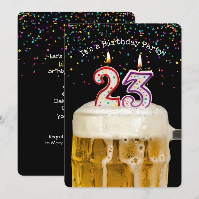 23rd Birthday Beer Party Invitation (Front/Back)