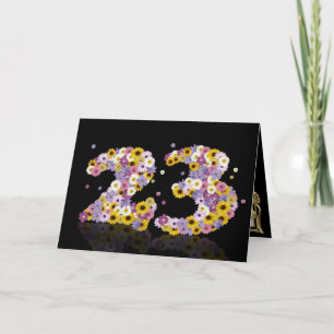 23rd birthday card with flowery letters
