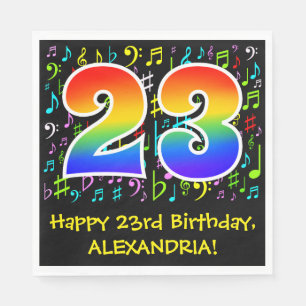 23rd Birthday - Colourful Music Symbols, Rainbow 2 Napkin