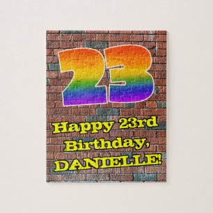23rd Birthday: Fun Graffiti-Inspired Rainbow 23 Jigsaw Puzzle