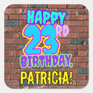 23rd Birthday – Fun, Urban Graffiti Inspired Look Square Sticker