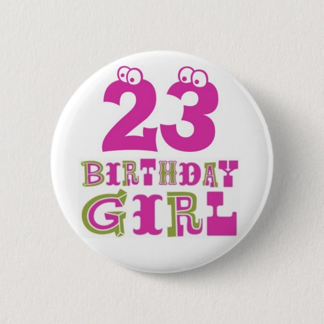 23rd Birthday Girl Button Badge (Front)