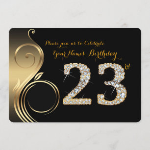 23rd,Birthday Invitation,Number Diamond,Photo Invitation