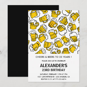 23rd birthday invitations Men Cheers and Beers 