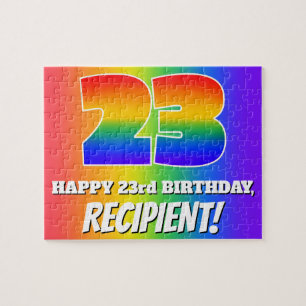 23rd Birthday — Multicolored Rainbow Pattern “23” Jigsaw Puzzle