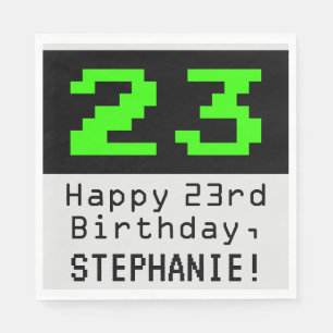 23rd Birthday - Nerdy / Geeky Style "23" & Name Napkin