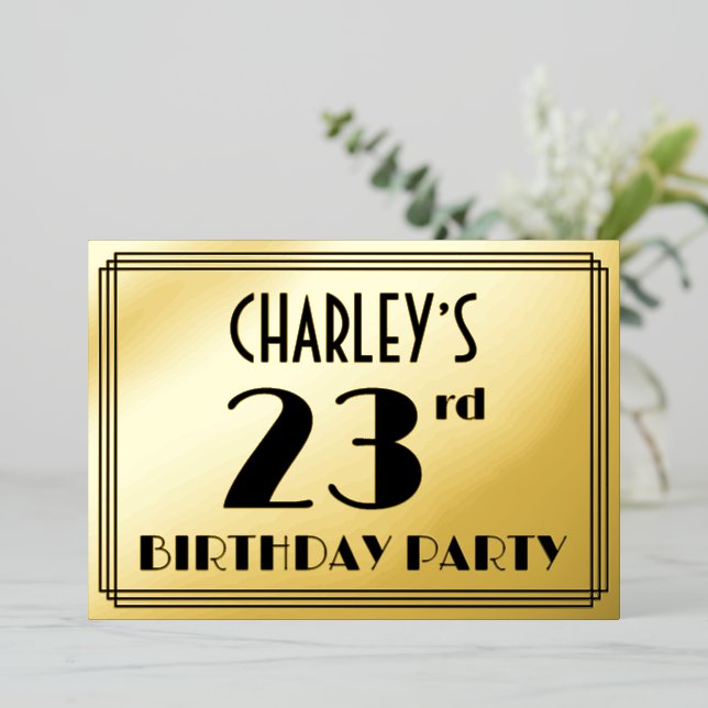 23rd Birthday Party — Art Deco Look “23” + Name (Standing Front)