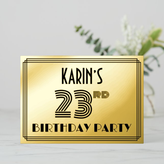 23rd Birthday Party — Art Deco Style “23” & Name (Standing Front)