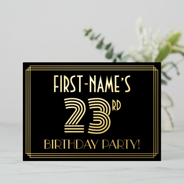 23rd Birthday Party — Art Deco Style “23” + Name (Standing Front)