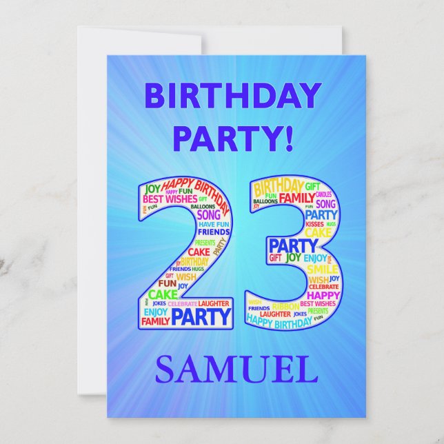 23rd Birthday Party Invitation Add a Name (Front)