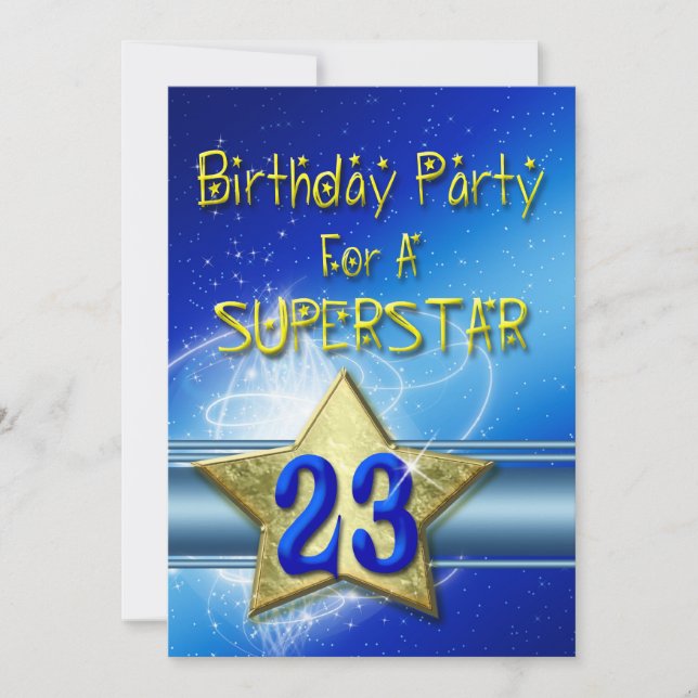 23rd Birthday party Invitation for a Superstar. (Front)