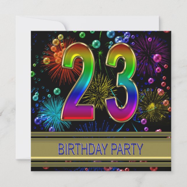 23rd Birthday party Invitation with bubbles (Front)