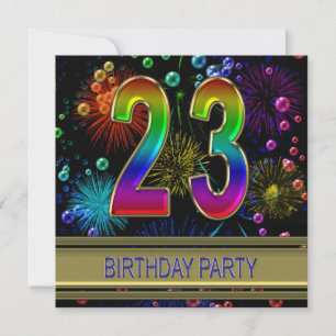 23rd Birthday party Invitation with bubbles