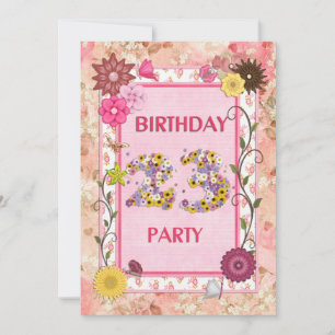 23rd birthday party invitation with floral frame