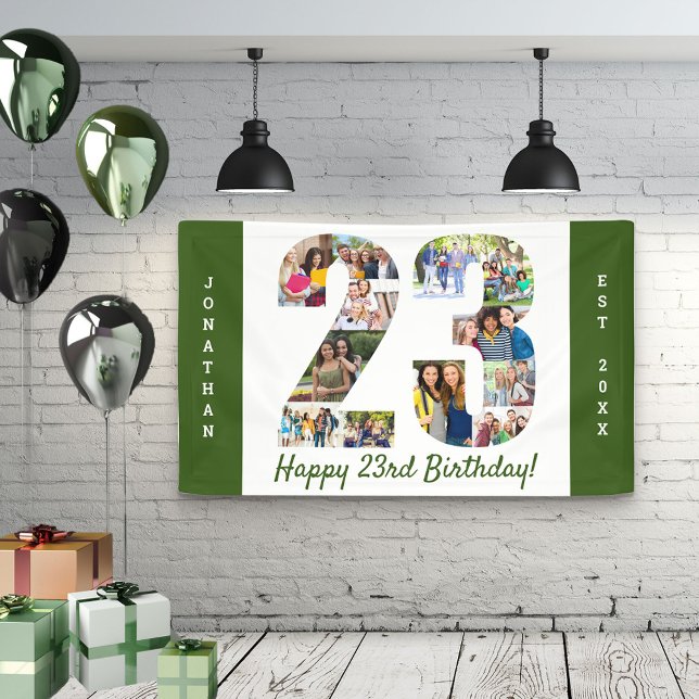 23rd Birthday Party Number 23 Photo Collage Banner (Creator Uploaded)