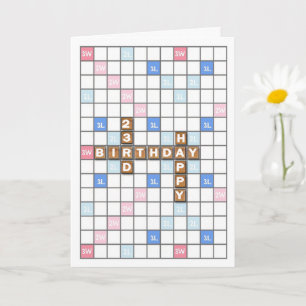 23rd Birthday, Word Game Board Card