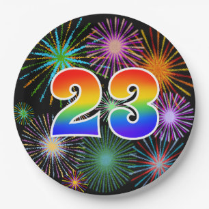 23rd Event - Fun, Colorful, Bold, Rainbow 23 Paper Plate