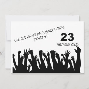 23rd party invitation with cheering crowds