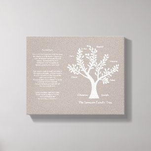 23rd Psalm Family Tree Canvas, Warm Grey Canvas Print