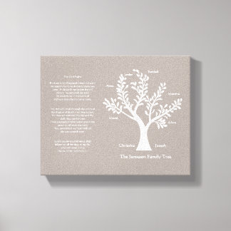 23rd Psalm Family Tree Canvas, Warm Grey Canvas Print