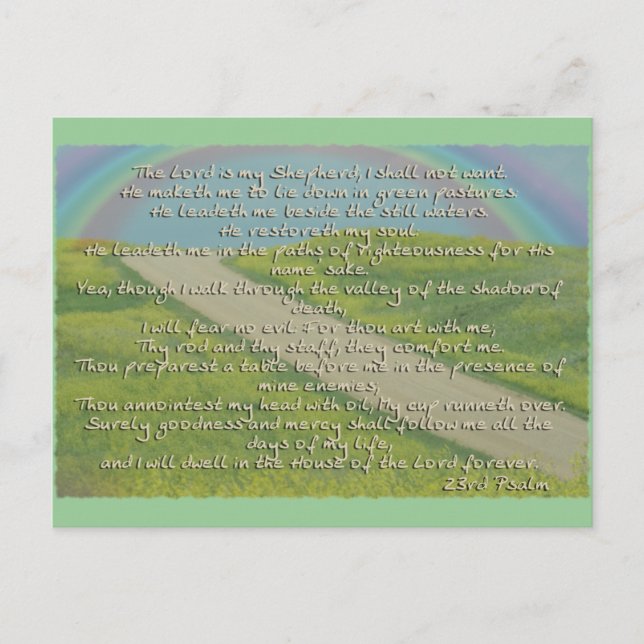 23RD PSALM THE LORD IS MY SHEPHERD BIBLE SCRIPTURE POSTCARD (Front)