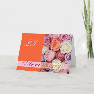 23rd Wedding Anniversary Card pastel roses