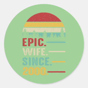 23rd Wedding Anniversary for Her Epic Wife Since 2 Classic Round Sticker