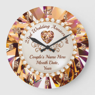 23rd Wedding Anniversary Gift, Imperial Topaz, Large Clock