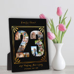 23rd Wedding Anniversary Number 23 Photo Collage Plaque<br><div class="desc">Create your own unique 23rd Wedding Anniversary Photo Collage with some of your favourite photos from the last 23 years. This elegant black and gold design features a number 23 shaped photo collage with an art deco style frame and ornate script typography. The template is set up ready for you...</div>