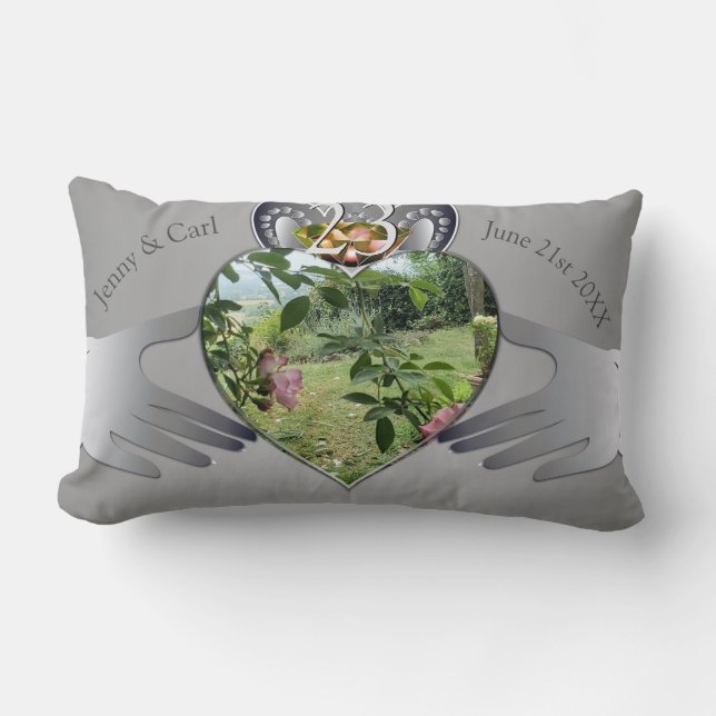 23rd Wedding Anniversary Photo Claddagh   Lumbar P Pillow (Front)