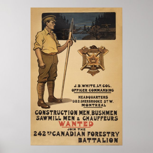 242nd Canadian Forestry Battalion1915 Poster (Front)
