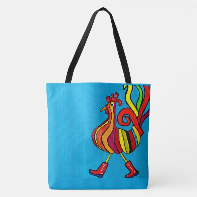 245 - Rooster with boots -  Tote Bag (Front)