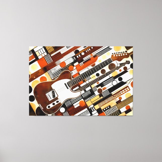 24_002, guitar, abstract, geometric, art canvas print (Front)