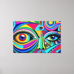 24_040, Cubist Face Abstract Art Canvas Print