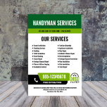 24/7 Handyman & Plumbing Services BLACK GREEN Flyer<br><div class="desc">Promote your 24-hour handyman or plumbing services with this bold, customizable flyer designed to grab attention fast. Featuring your phone number in a high-visibility layout and a clear 24/7 icon, it instantly signals emergency availability. All colours and text are fully editable, so you can match your brand and highlight key...</div>