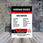 24/7 Handyman & Plumbing Services BLACK RED Flyer<br><div class="desc">Promote your 24-hour handyman or plumbing services with this bold, customizable flyer designed to grab attention fast. Featuring your phone number in a high-visibility layout and a clear 24/7 icon, it instantly signals emergency availability. All colours and text are fully editable, so you can match your brand and highlight key...</div>